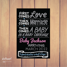 Load image into Gallery viewer, First Comes Love, Baby Carriage | Baby Announcement | Pregnancy, Adoption | Instant Digital Download | Customizable