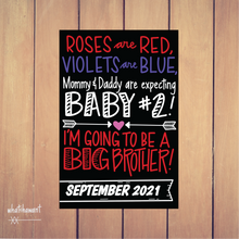 Load image into Gallery viewer, Roses Are Red Baby Announcement | Big Brother | Pregnancy, Adoption | Instant Digital Download | Maternity Photo Prop | Customizable