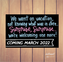 Load image into Gallery viewer, Vacation Surprise Baby #4 Announcement | Pregnancy | Instant Digital Download | Customizable | 4th Fourth Child
