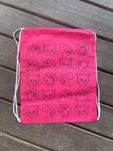 Load image into Gallery viewer, Faces by Addy | Drawstring Canvas Tote | Pink | Limited Edition | Reusable | 17.5x14
