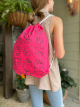 Load image into Gallery viewer, Faces by Addy | Drawstring Canvas Tote | Pink | Limited Edition | Reusable | 17.5x14
