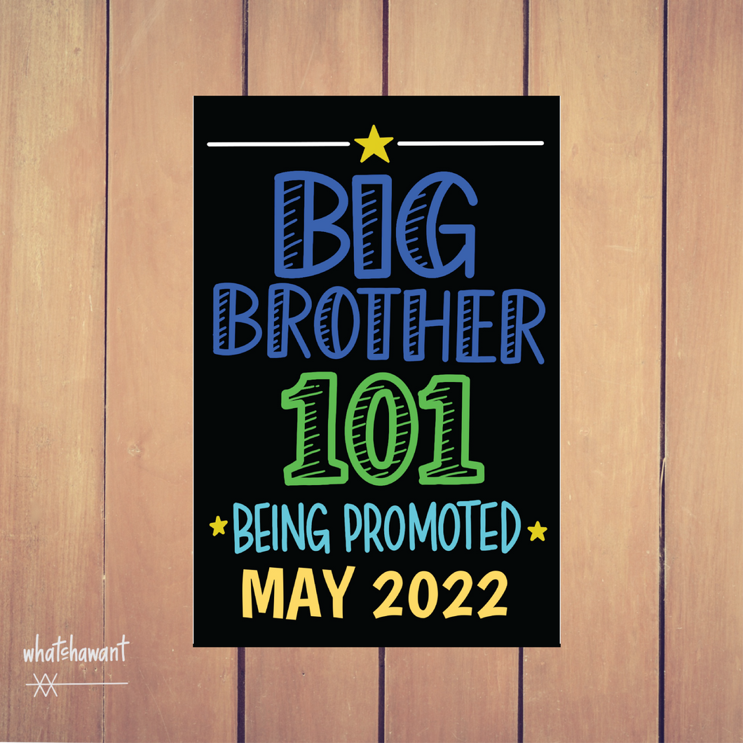 Big Brother 101, Being Promoted Baby Announcement | Pregnancy, Adoption | Instant Digital Download | Second | Custom