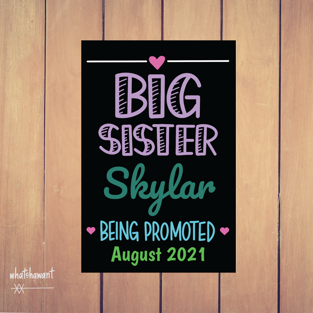 Big Sister Personalized Being Promoted Baby Announcement | Pregnancy, Adoption | Instant Digital Download | Custom