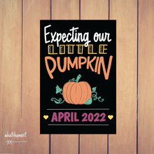 Load image into Gallery viewer, Expecting Our Little Pumpkin Baby Announcement | Pregnancy, Adoption | Instant Digital Download | Fall Theme | Custom
