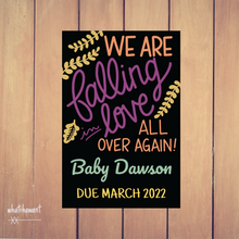 Load image into Gallery viewer, We&#39;re Falling in Love | Baby Announcement | Pregnancy, Adoption | Instant Digital Download | Customizable Fall Theme
