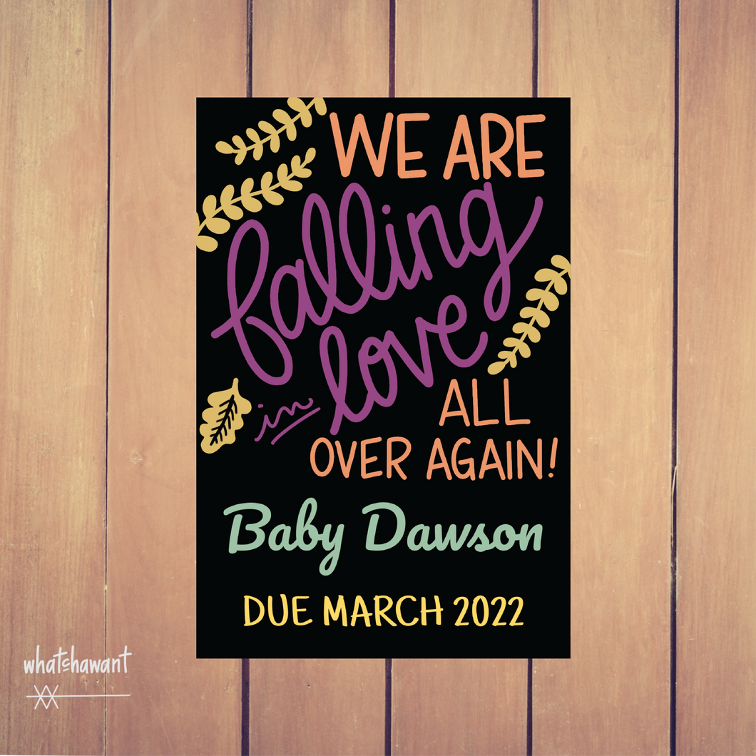 We're Falling in Love | Baby Announcement | Pregnancy, Adoption | Instant Digital Download | Customizable Fall Theme