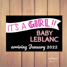 Load image into Gallery viewer, It&#39;s A Girl!! Baby Announcement | Pregnancy, Adoption, Gender Reveal | Instant Digital Download | Customizable
