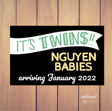 Load image into Gallery viewer, It&#39;s Twins!! Baby Announcement | Pregnancy, Adoption, Gender Reveal | Instant Digital Download | Customizable
