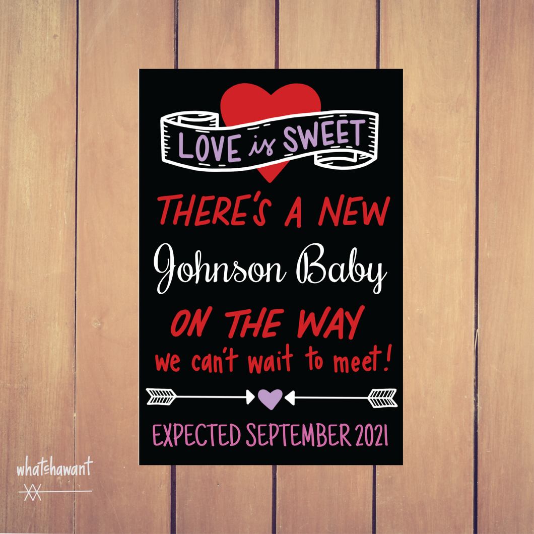 Love is Sweet | New Baby We Can't Wait to Meet Announcement | Pregnancy, Adoption | Instant Digital Download | Photo Prop | Customizable