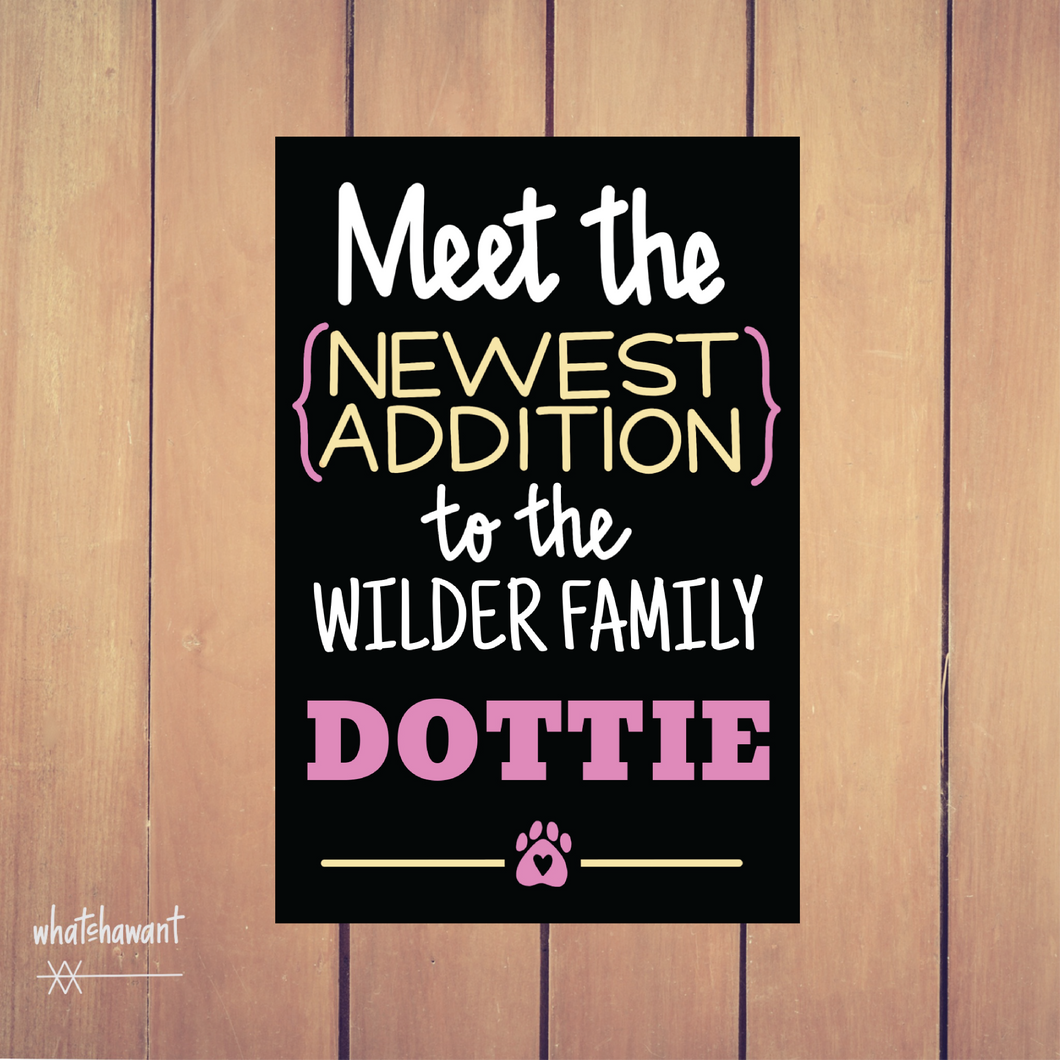 Fur Baby Announcement | Meet the Newest Addition | Family Dog Cat Adoption | Instant Digital Download | Animal Photo Prop | Customizable