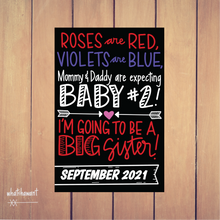 Load image into Gallery viewer, Roses Are Red Baby Announcement | Big Sister | Pregnancy, Adoption | Instant Digital Download | Customizable
