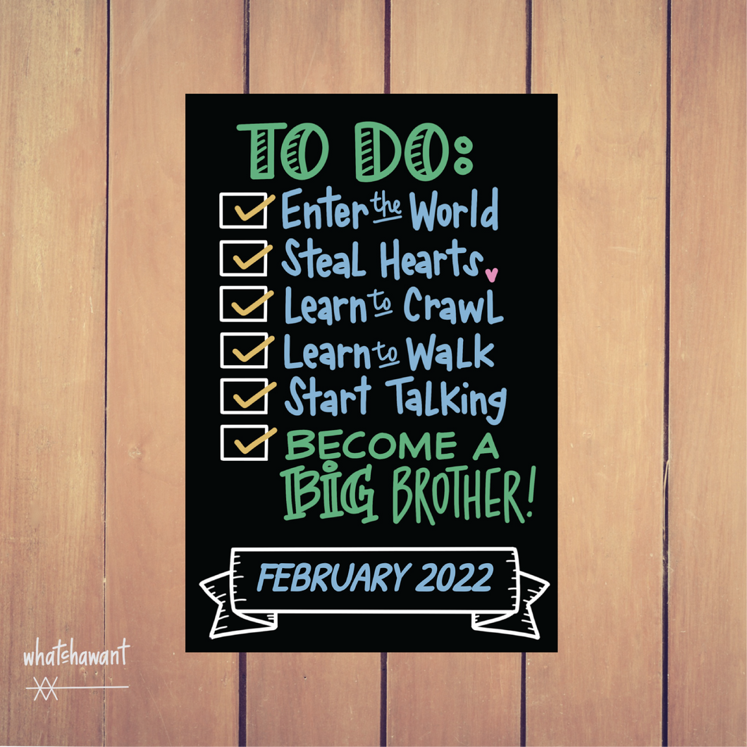To Do List | Become A Big Brother | Baby Announcement | Pregnancy, Adoption | Instant Digital Download | Customizable