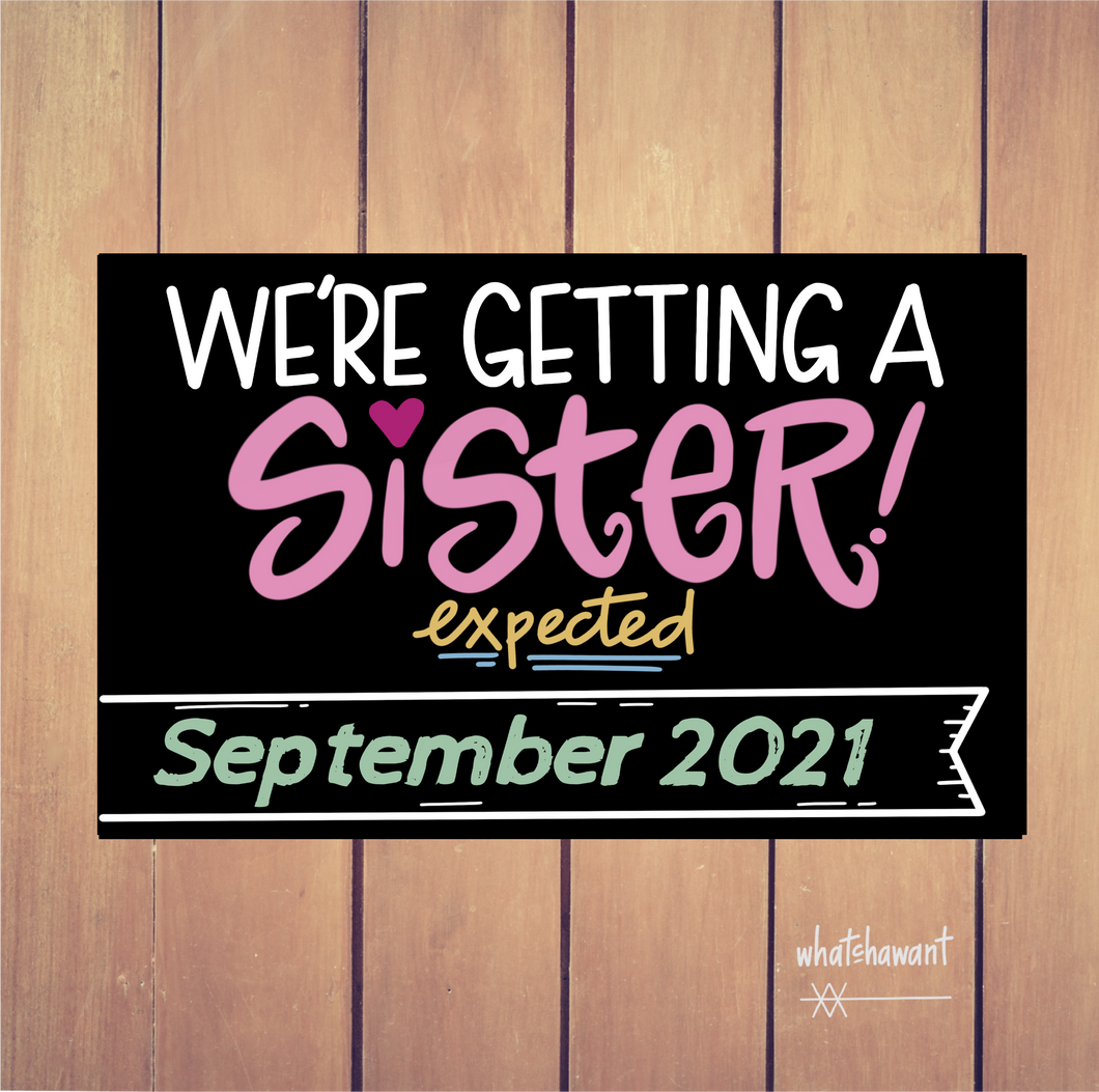 We're Getting a Sister | Baby Announcement | Pregnancy, Adoption | Instant Digital Download | Customizable | Gender