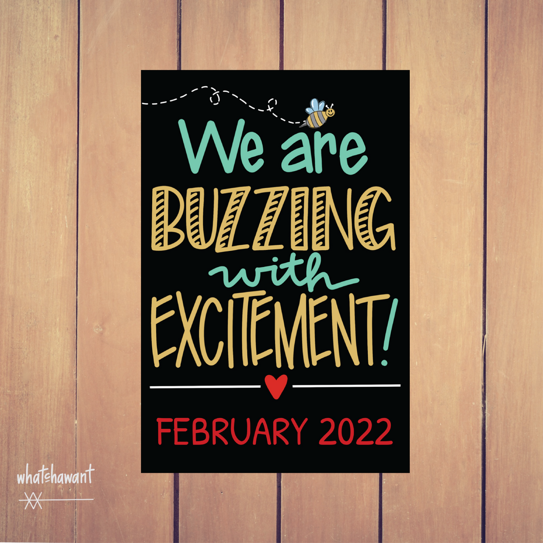 We're Buzzing with Excitement Baby Announcement | Bee Theme | Pregnancy, Adoption | Instant Digital Download | Custom