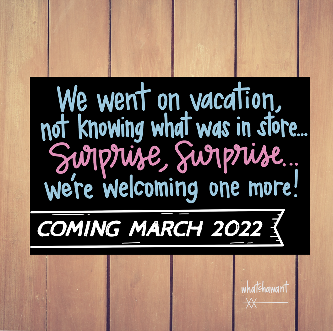 Vacation Surprise Baby #4 Announcement | Pregnancy | Instant Digital Download | Customizable | 4th Fourth Child